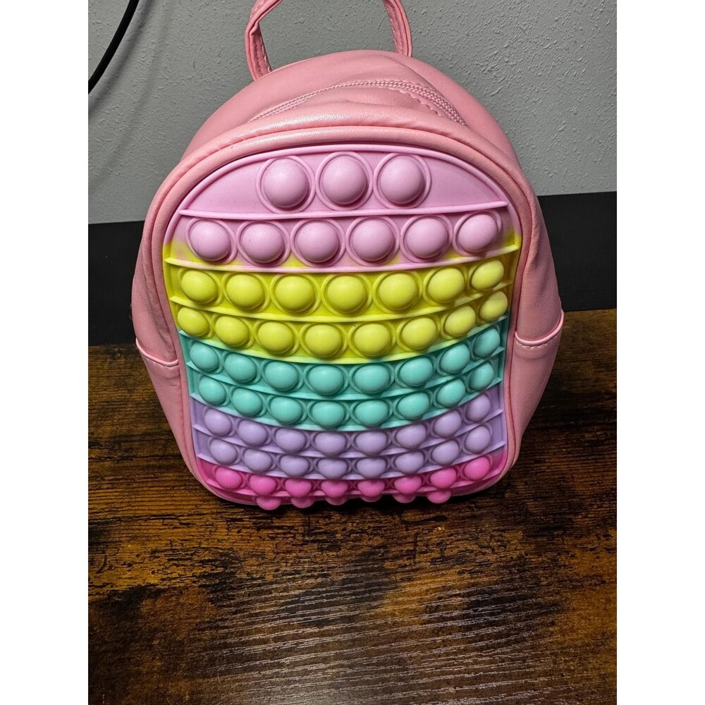 Pop It Fidget Backpack Pink Rainbow Sensory Toy Girls Mini Backpack